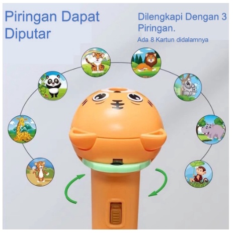 SENTER PROYEKTOR KARAKTER HEWAN FUN FLASHLIGHT MAINAN PROYEKTOR DENGAN 3 PIRINGAN GAMBAR MAINAN EDUKASI | FADHILAH SHOP BJB