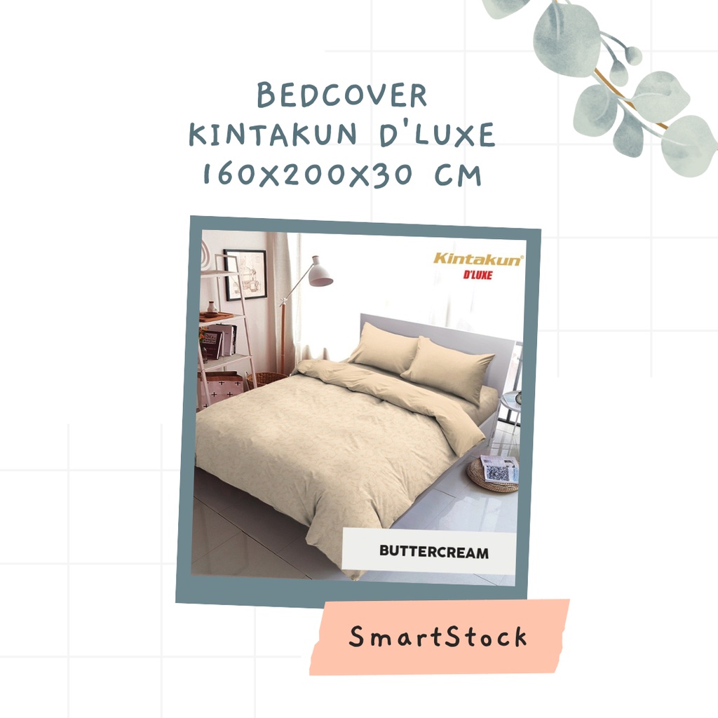 SS Bedcover Set Kintakun D'luxe 160 Tinggi 30 Dluxe 160x200 Deluxe 160X200X30 King Flat Polos emboss