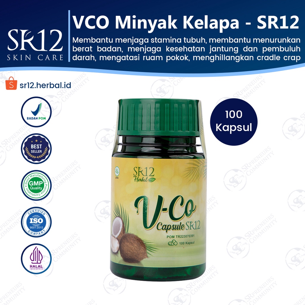 VCO KAPSUL &amp; CAIR SR12 100% ORIGINAL BPOM / SR12 VICO VIRGIN COCONUT OIL / VCO DIET KETO / MINYAK KELAPA / IMUN BOOSTER / VCO SUPLEMEN KESEHATAN / V-CO ORIGINAL SR12 / VCO ASI BOOSTER