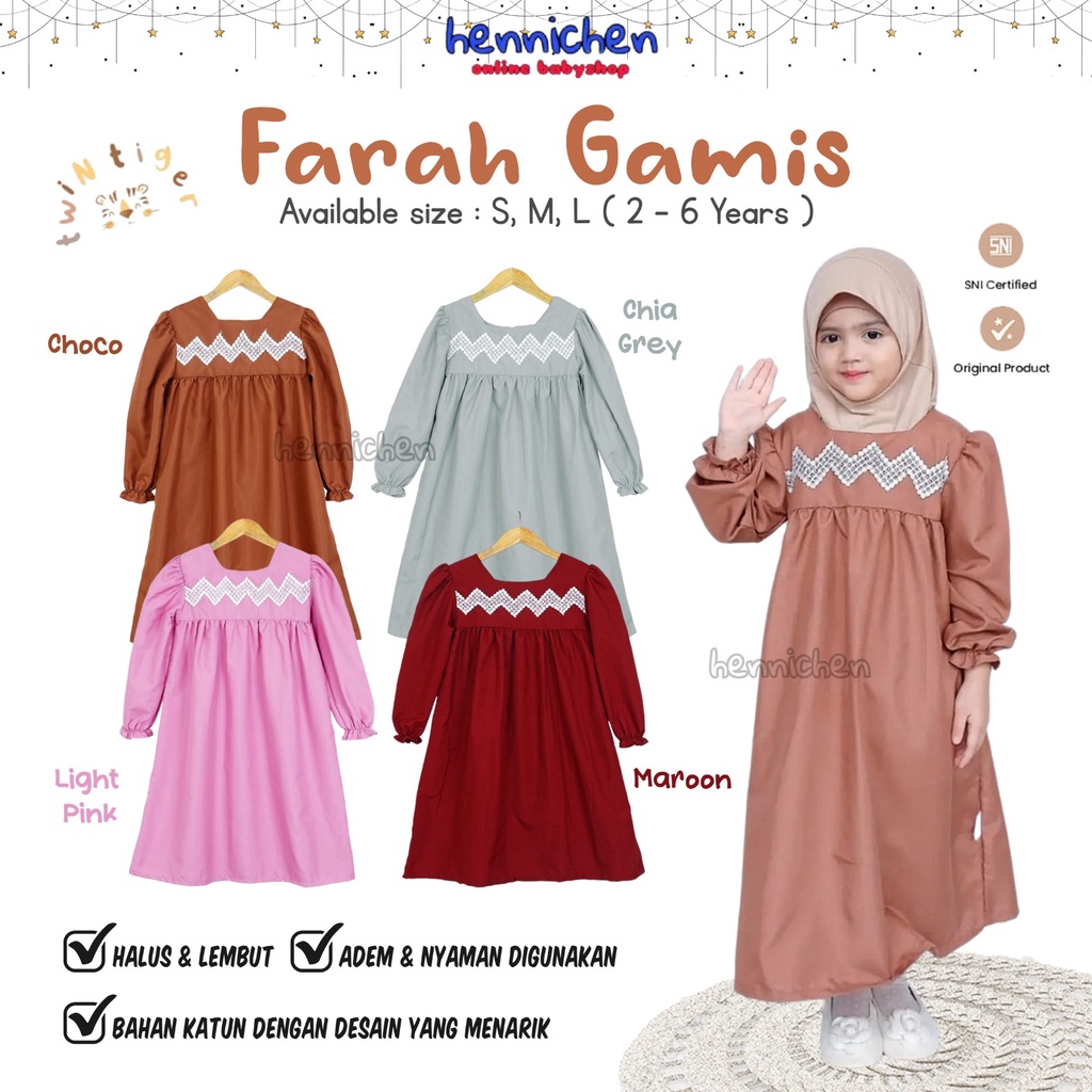 TWIN TIGER FARAH GAMIS / AMIRA GAMIS DRESS ANAK PEREMPUAN BAJU LEBARAN ANAK 2-6 TAHUN