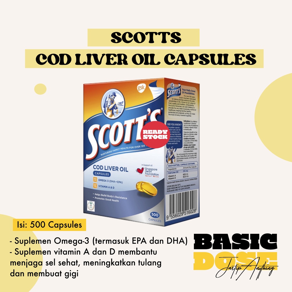 [READY] Scotts Cod Liver Oil 500caps/ Singapore