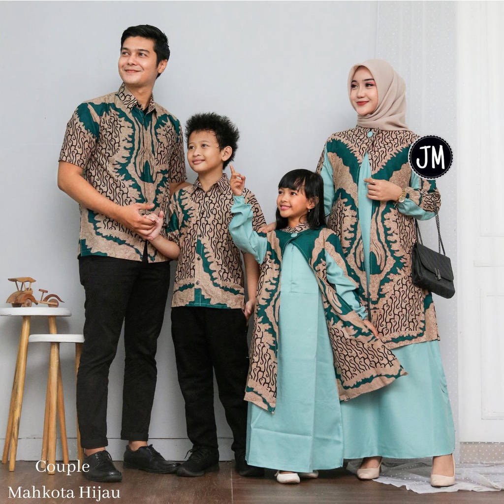 Batik Couple Keluarga Gamis Batik Kombinasi Modern Kemeja Pria Lengan Panjang Gamis Terbaru Termurah