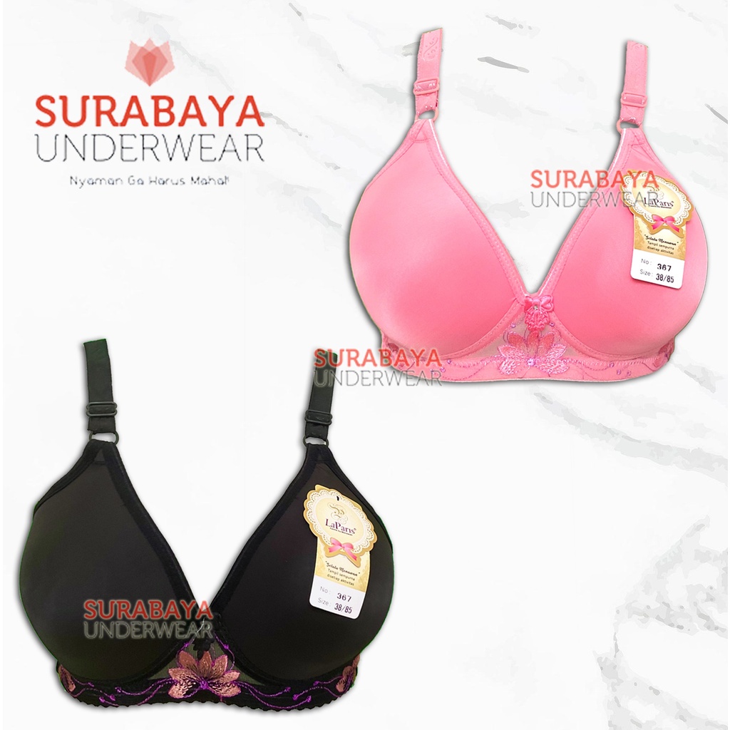 BRA / BH BRUKAT TERATAI BUSA TIPIS, TANPA KAWAT,KAIT 3 SZ 38-42