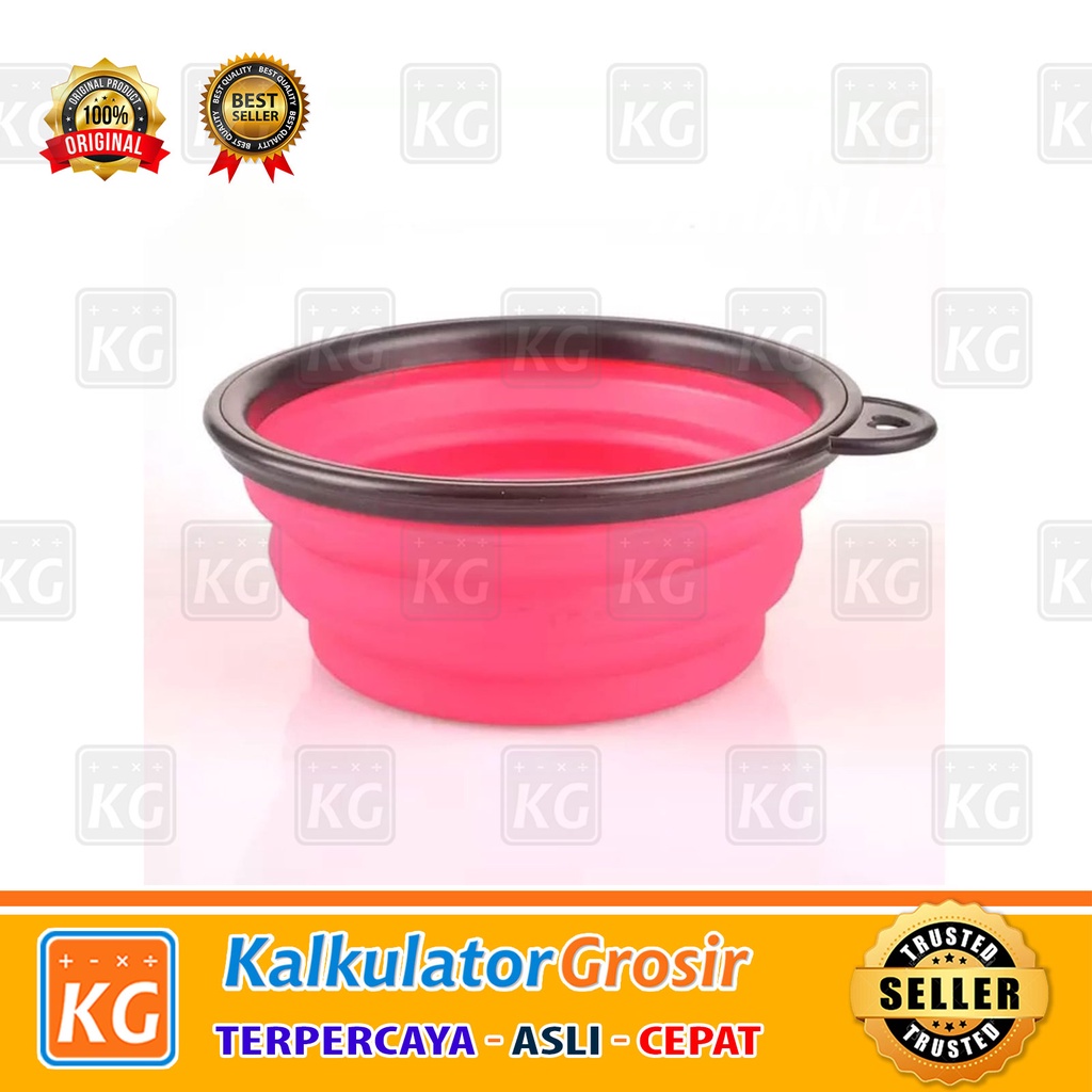 Tempat Makan Minum Pet Bowl Food Drink Anijng Kucing Hewan Portable Foldable Silicone Warna Lipat