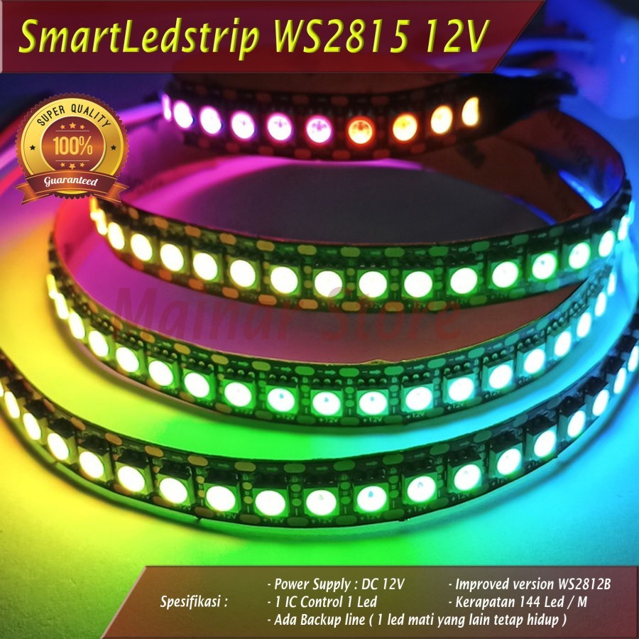 RGB Smart LED Strip IP30 WS2815 isi 72 / 144 mata per meter By ADN