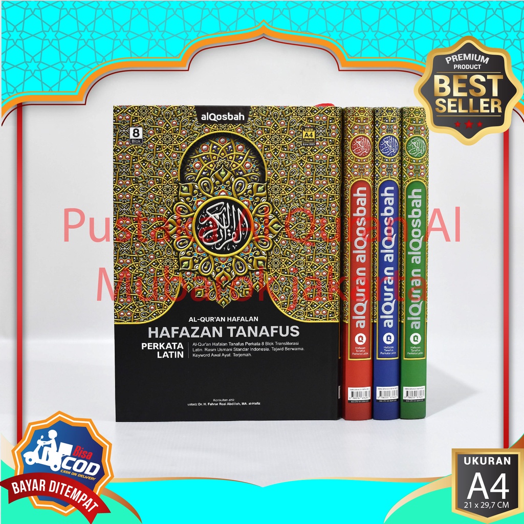 Al Quran Hafazan 8 Blok Warna HAFAZAN TANAFUS Alquran Perkata Latin dan Tajwid Ukuran Besar A4 (21x3