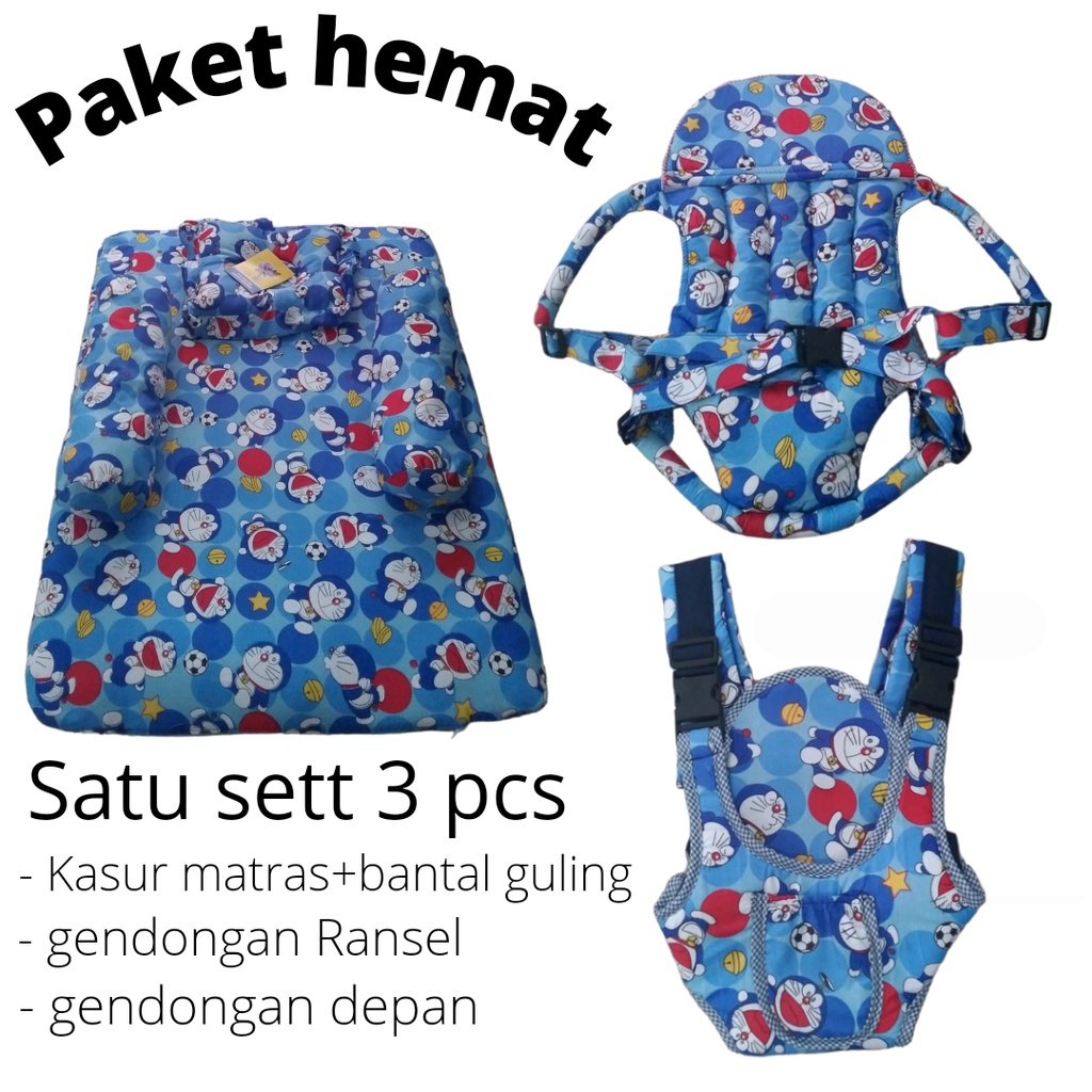 Paket hemat 3 in 1 / Kasur matras baby + gendongan dean ransel+ gendongan samping topi baby termurah