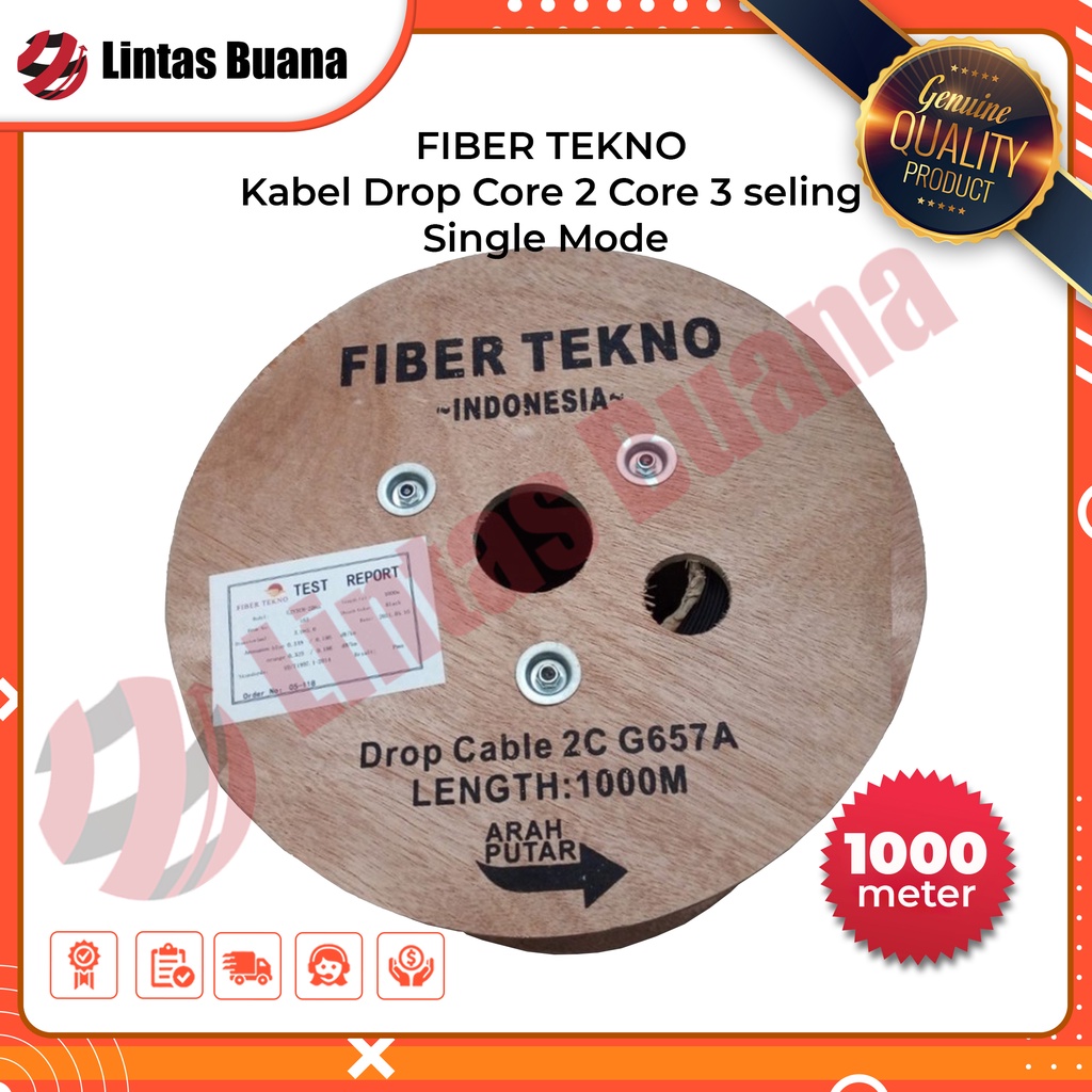 Kabel FO Fiber Optik DropCore 2Core 3seling 1000 Meter fiber tekno