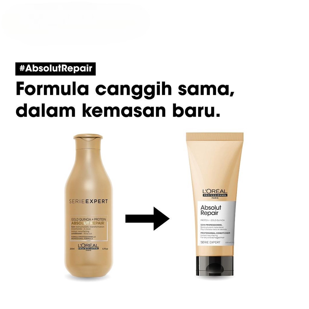 LOREAL Serie Expert Absolut Repair Shampoo Conditioner Set - Shampo Kondisioner Perawatan Rambut Kering Rusak Bercabang