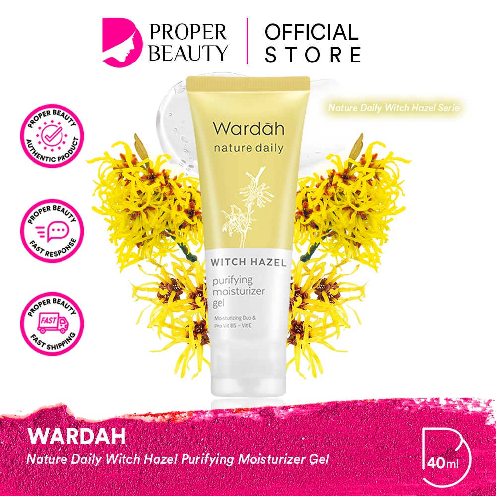 WARDAH Nature Daily Witch Hazel Purifying Moisturizer Gel Indonesia / Pelembab Wajah 40ml / Moisturizing Duo &amp; Pro Vit B5 Vit E / Moisturizing Melembabkan Hydrating Hidrasi Soothing Calming Berminyak Kering / Skincare Face Care Treatment Perawatan Series