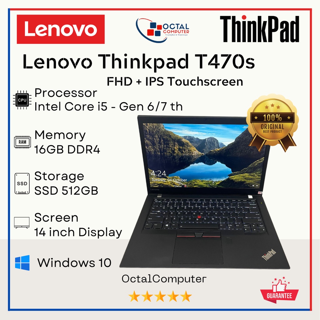 Laptop Lenovo Thinkpad T470 T470s Core i7/ i5 Gen 7  SSD 1TB - Second Murah Bergaransi | SUPER SLIM