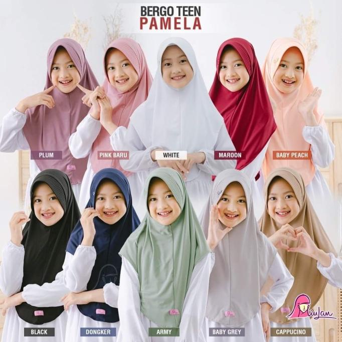 Jilbab Anak Sekolah Miulan Pamela Teen Bergo Polos Kerudung Panjang