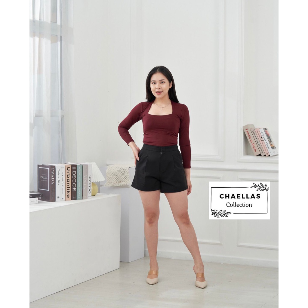 Chaellas - Premium LongSleeve Kirana Long Sleeve Crop Top Tee Polos blouse square neck