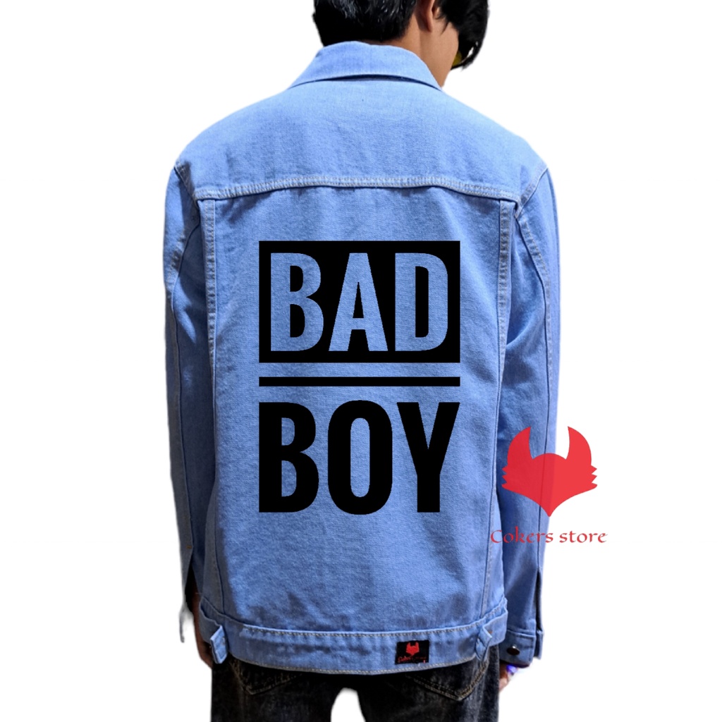 Jaket Jeans Pria Sablon Gambar Belakang - BIOBLITZ BAD BOY