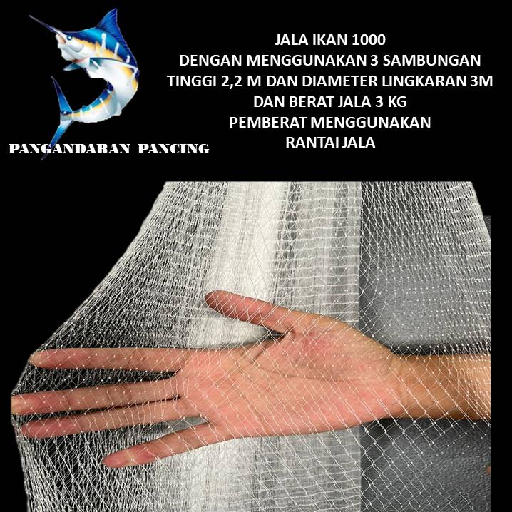 Jala lempar ikan dan udang Jala ikan ukuran 1000 mata