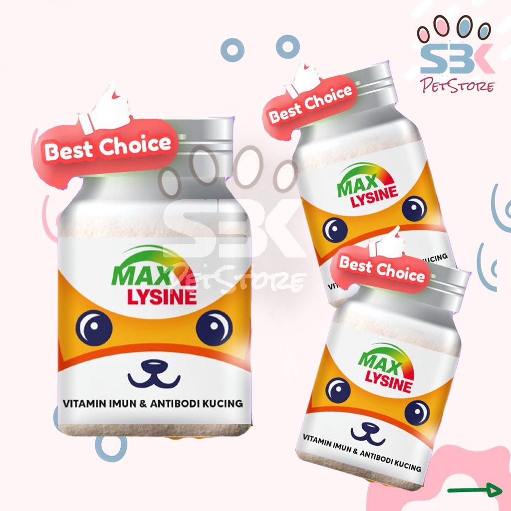 Max Lysine Vitamin Imun, Anti Bodi &amp; Nafsu Makan Kucing 50gr