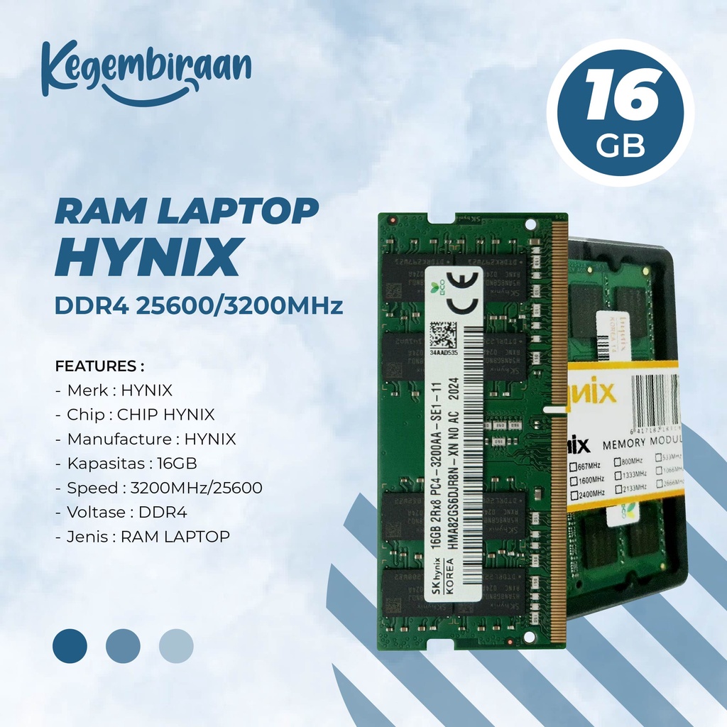 SK Hynix RAM Laptop 16GB DDR4 25600 3200Mhz Sodimm Notebook