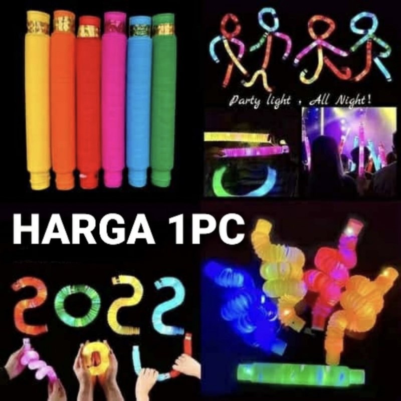 GP Mainan anak viral lucu POP LIGHT UP PIPES Mainan lampu stik pipa selang fidget toy tabung 1PCS