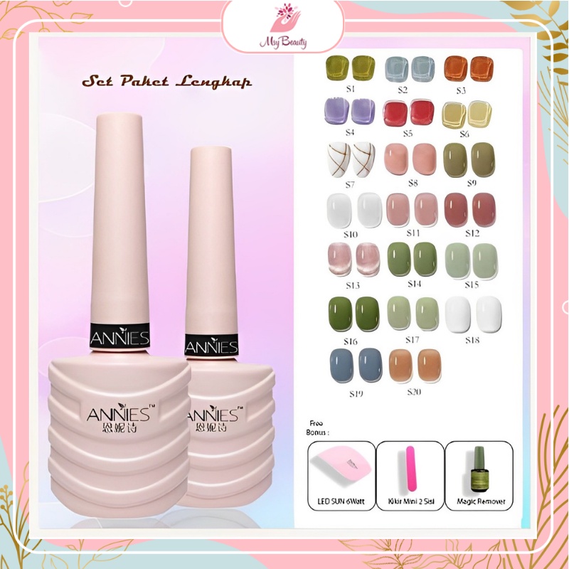 MSY PAKET LENGKAP 6IN1/5IN1 FREE LED SUN MINI &amp; REMOVER/SET COLOUR Kutek Gel Elegant Colours UV LED 10 ml/ Nail Gel Polish Gliter Art UV /Cat kuku