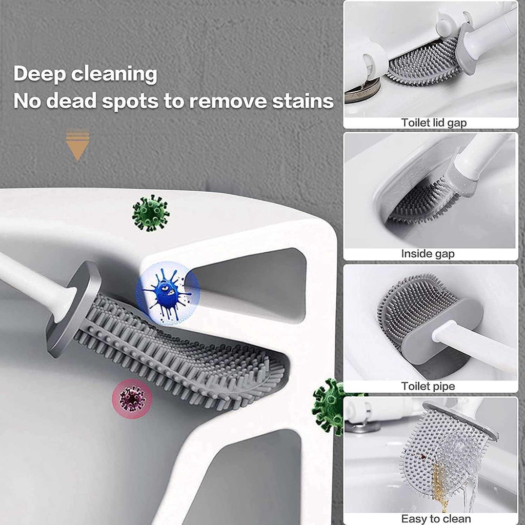 Sikat Toilet Kamar Mandi TPR Silicone Bathroom Brush - CD022 - White