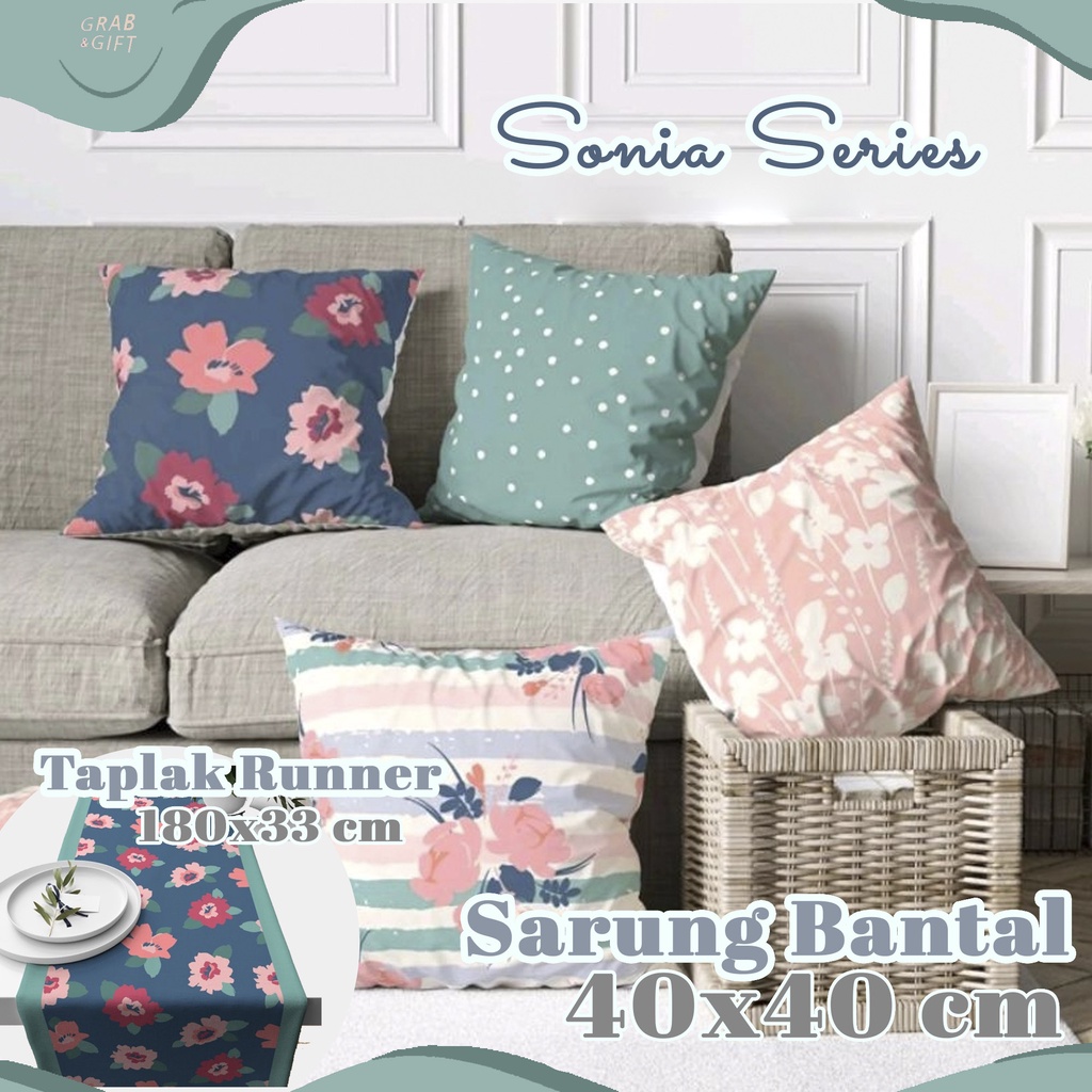 SARUNG Bantal Sofa 40X40cm / Table Runner Taplak 33X180 cm Sonia Series