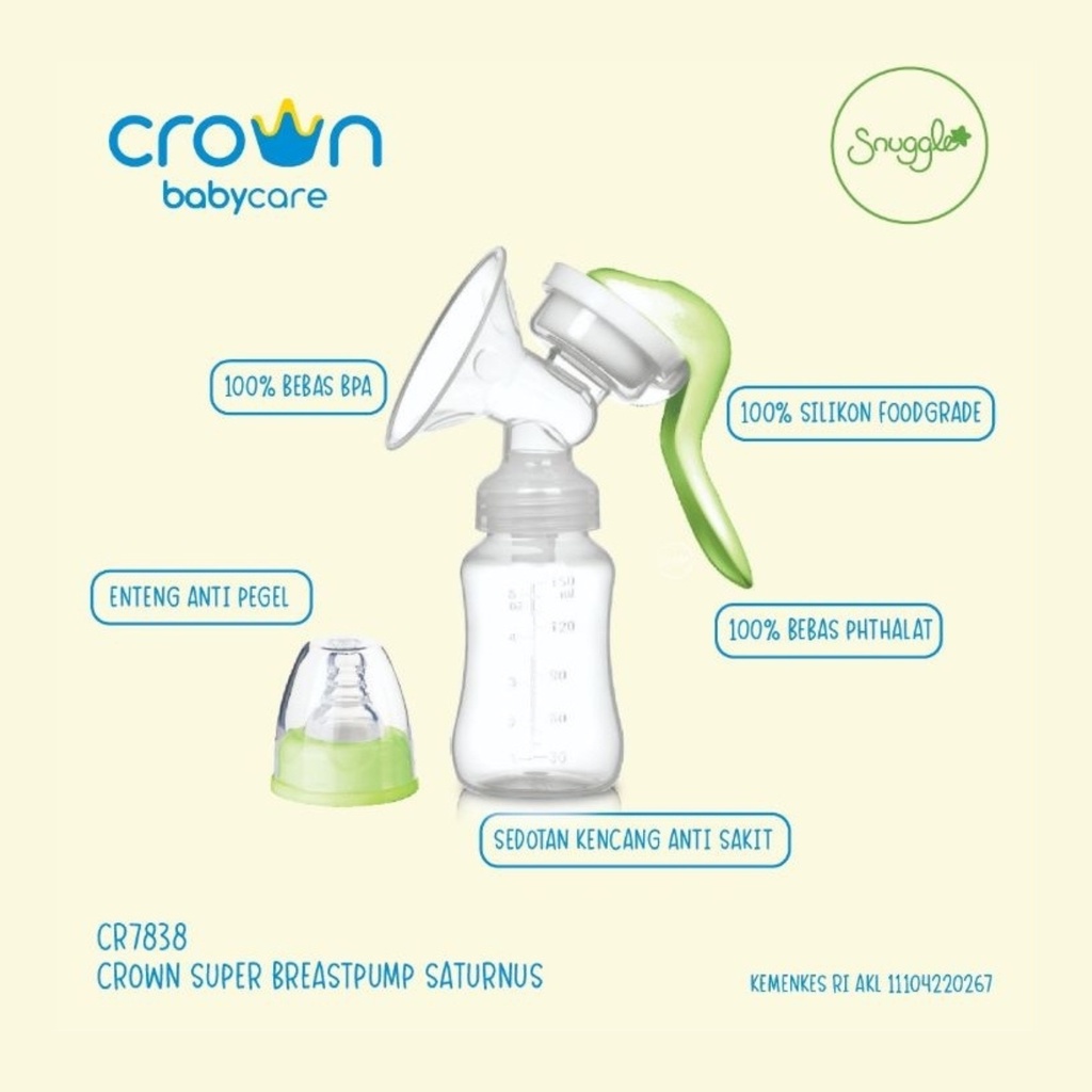 Crown Snuggle Super Manual Breast Pump Saturnus CR-7838