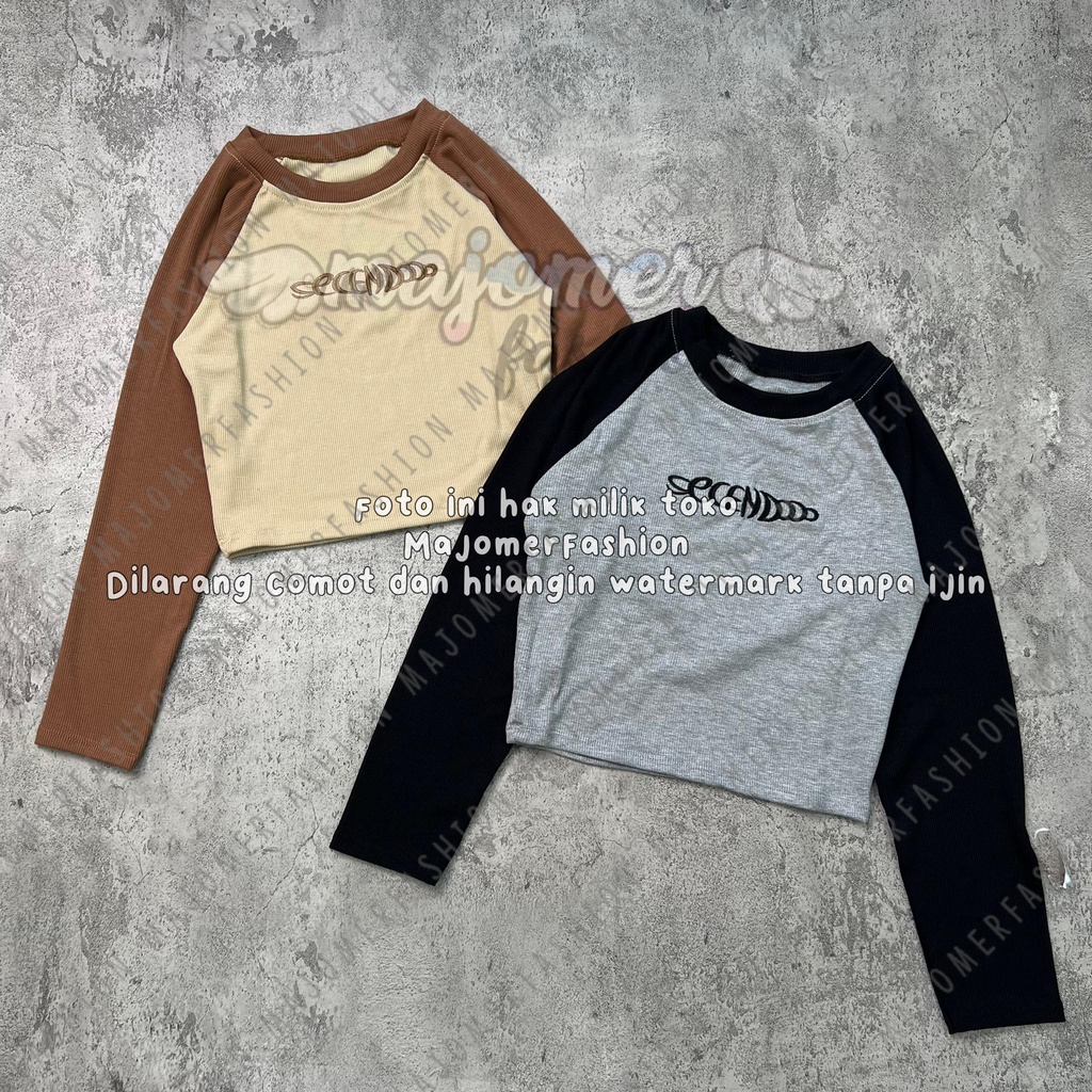 MAJOMER | SECEN CROP TOP LENGAN PANJANG - KAOS CROP WANITA