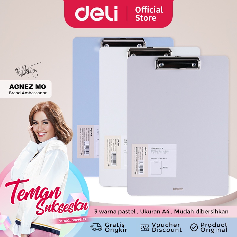 

ALAS BUKU TERBARU YA GES!!! Deli Clipboard / Papan Jalan / Papan Ujian A4 3 Warna Pastel PP Foam 72492