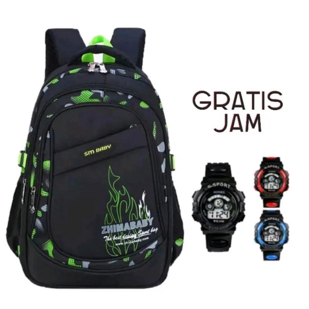 TS STORE - Tas Sekolah Anak Perempuan SMP SMA Ransel Wanita Premium Backpack Besar Free Jam Tangan COD