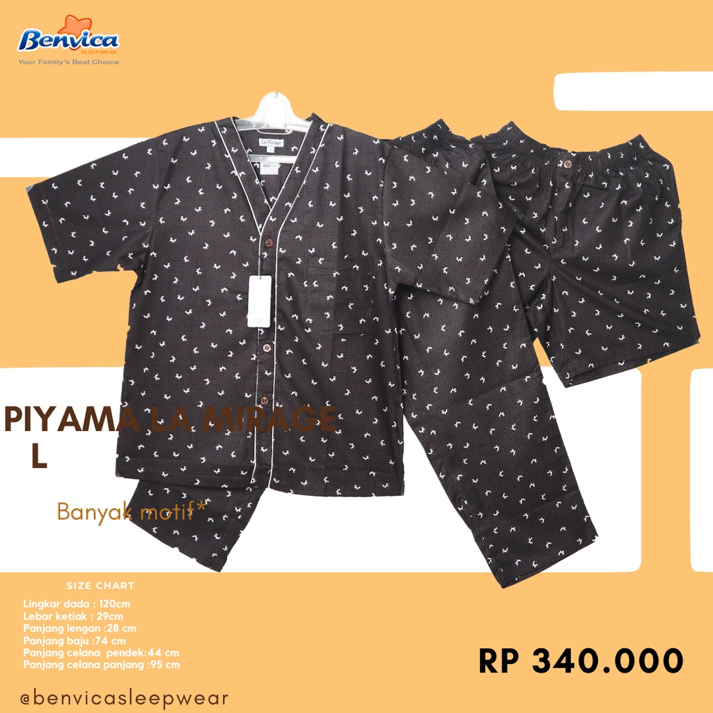 BAJU TIDUR PIYAMA LAKI-LAKI DEWASA KATUN L LA MIRAGE