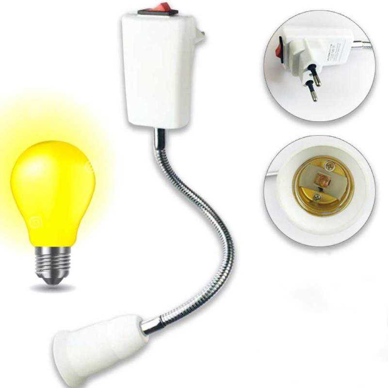 (BISA COD) FTIHSHP MING&amp;BEN Fitting Lampu Bohlam Adjustable EU Plug 240V E27 with Switch - SN3851