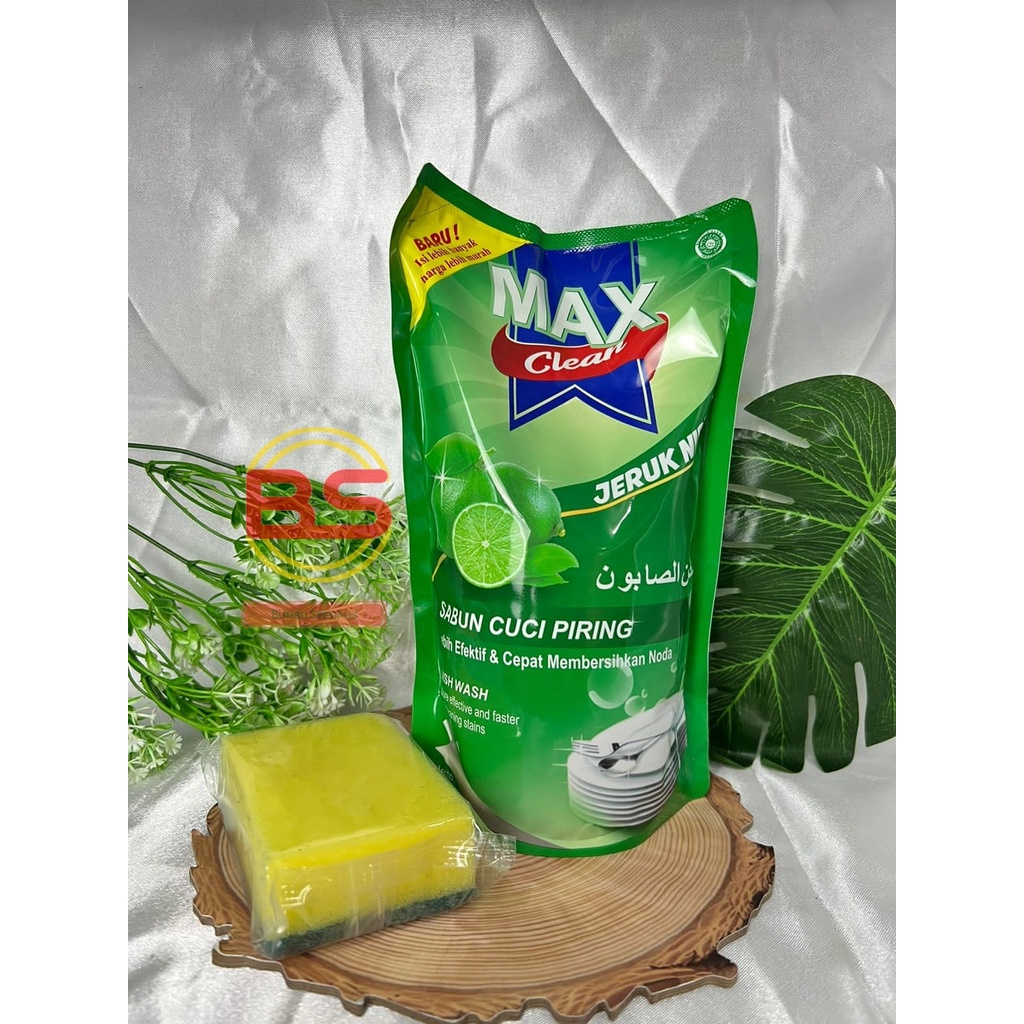 SABUN CUCI PIRING MAX CLEAN Extrak JERUK NIPIS 800ml + Free Spons