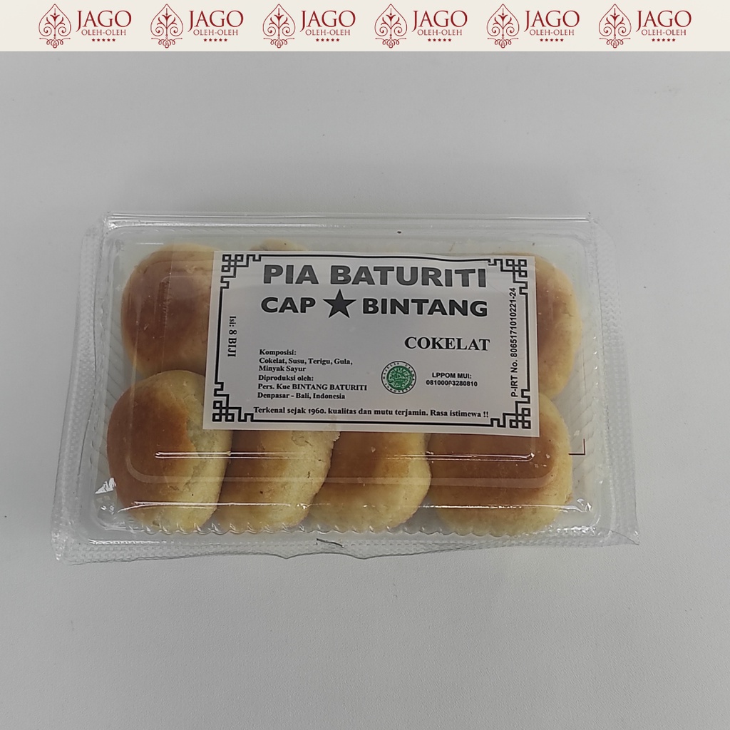 Pia Baturiti cap Bintang Bali isi 8pcs kotak mika - Coklat, Wijen, Keju, Kacang Hijau