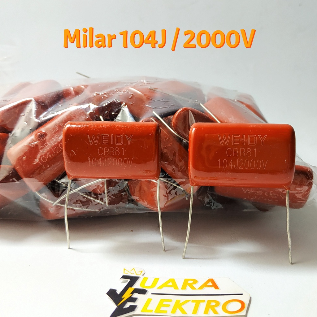 Capasitor Milar 104J / 2000V Merah | Kapasitor Milar 104 J / 2K Volt