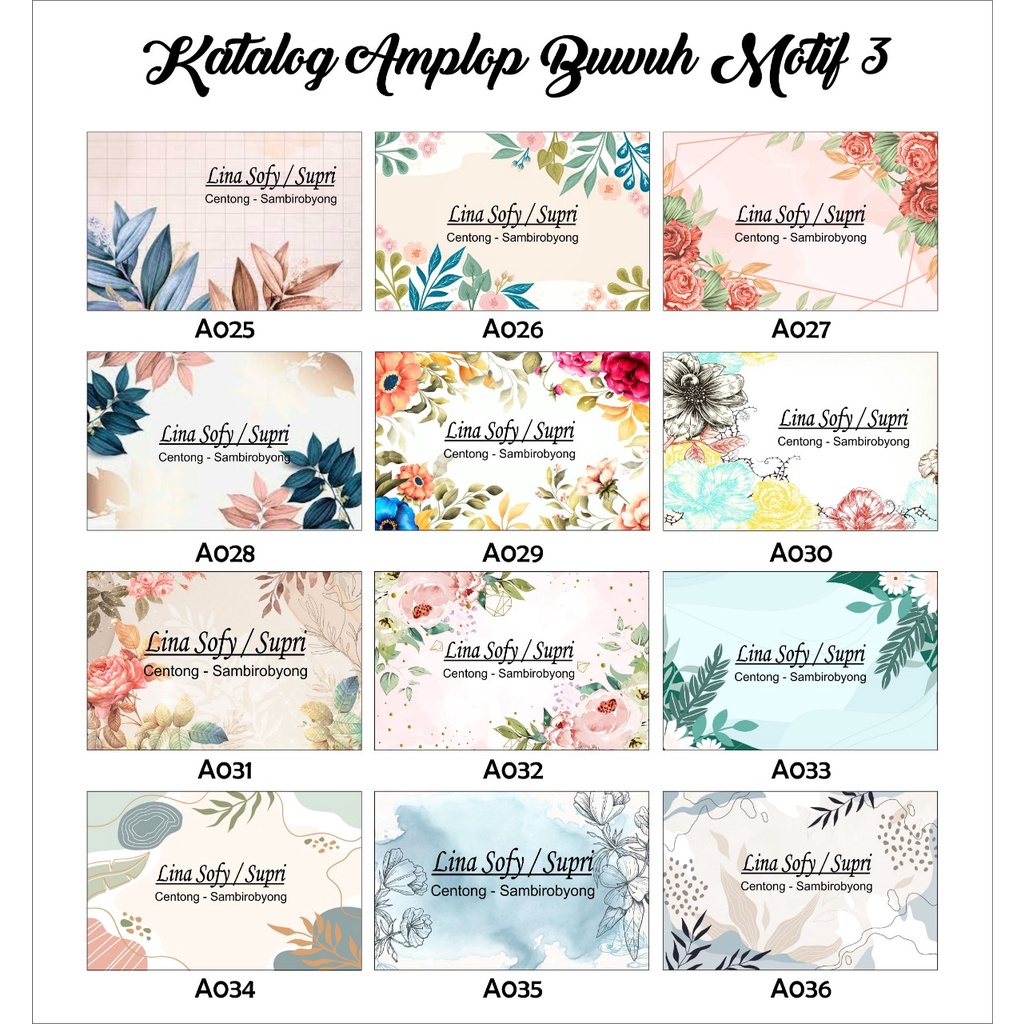 

AMPLOP KECIL/AMPLOP BUWUH/BECEK/AMPLOP CUSTOM UKURAN KECIL KATALOG 3/PENGERJAAN SATU HARI JADI