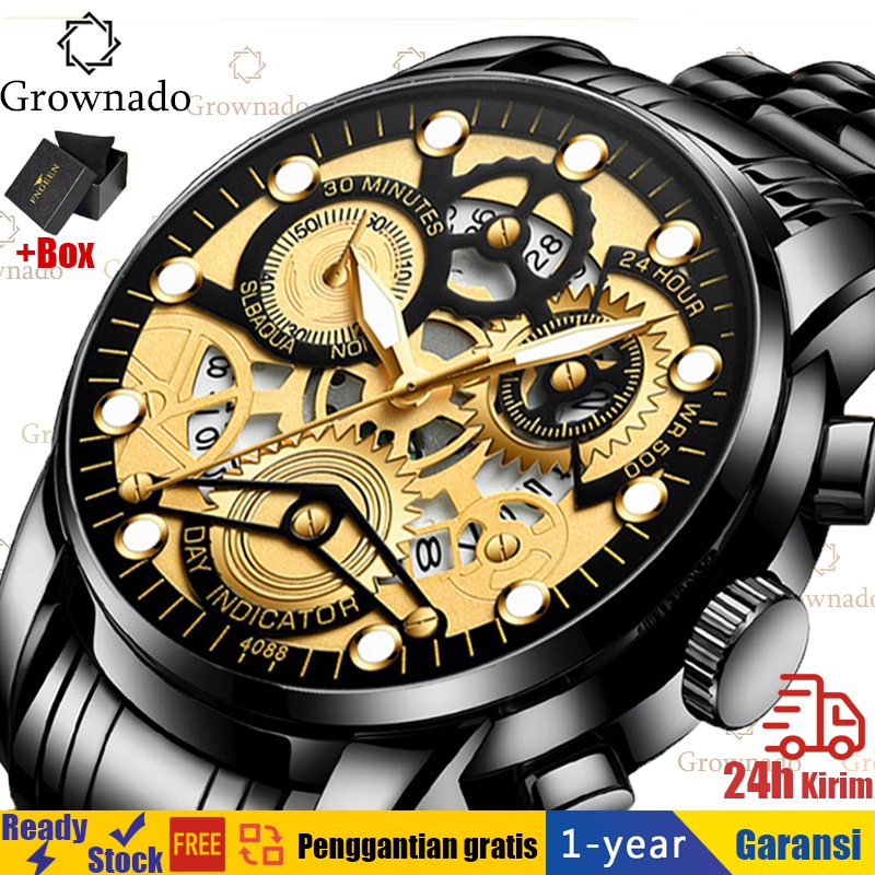 Jam Tangan Pria Anti Air Original Luxury Stainless Steel（Free BOX+Kartu Garansi）