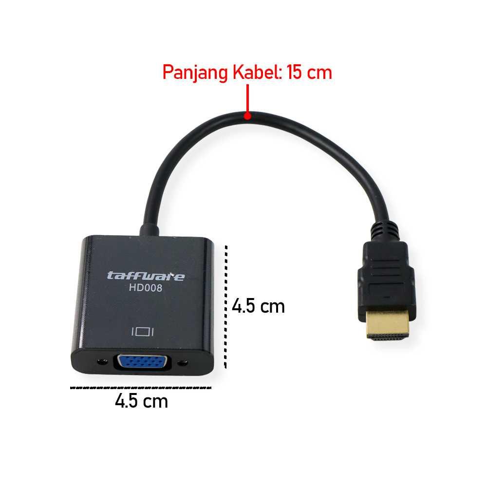 Taffware Kabel Adapter HDMI ke VGA Female - HD008 - Black