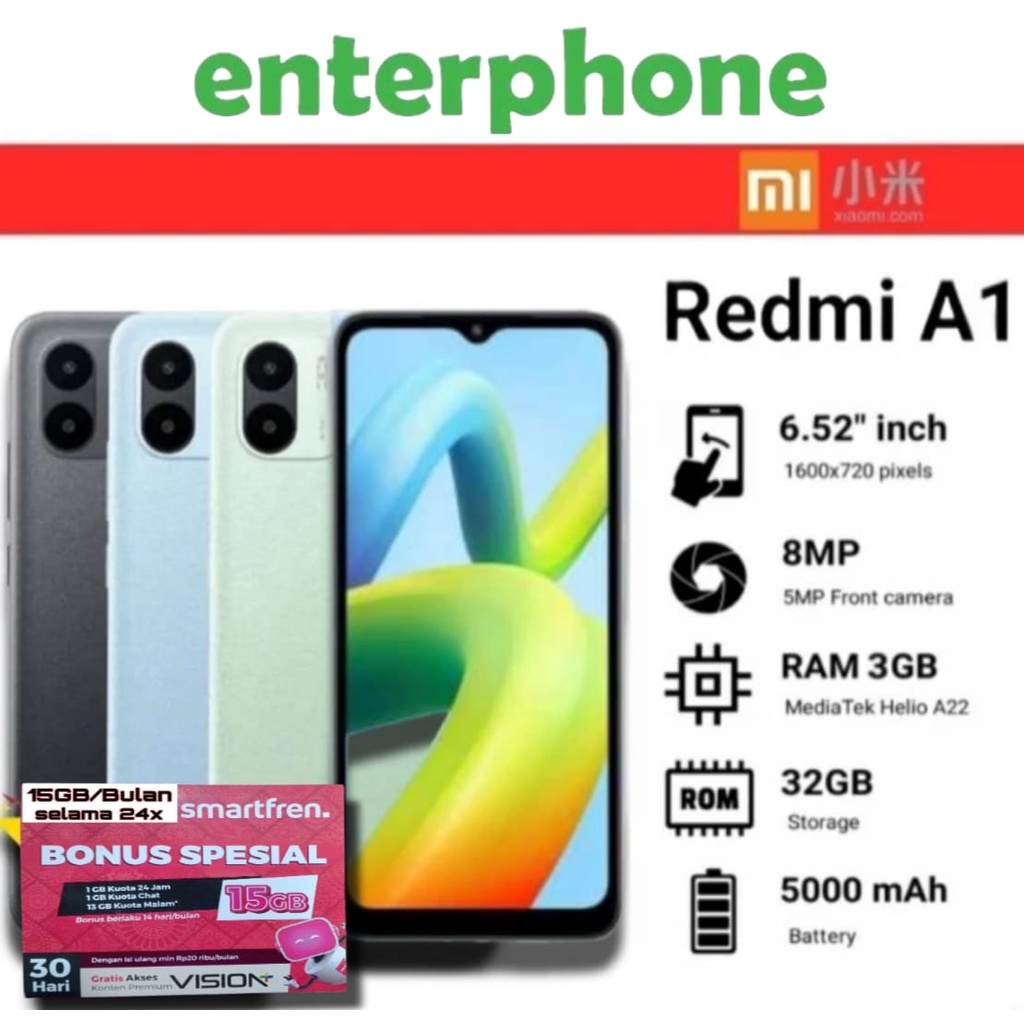 Xiaomi Redmi A1 3/32 RAM 3GB Internal 32GB Garansi Resmi Xiaomi