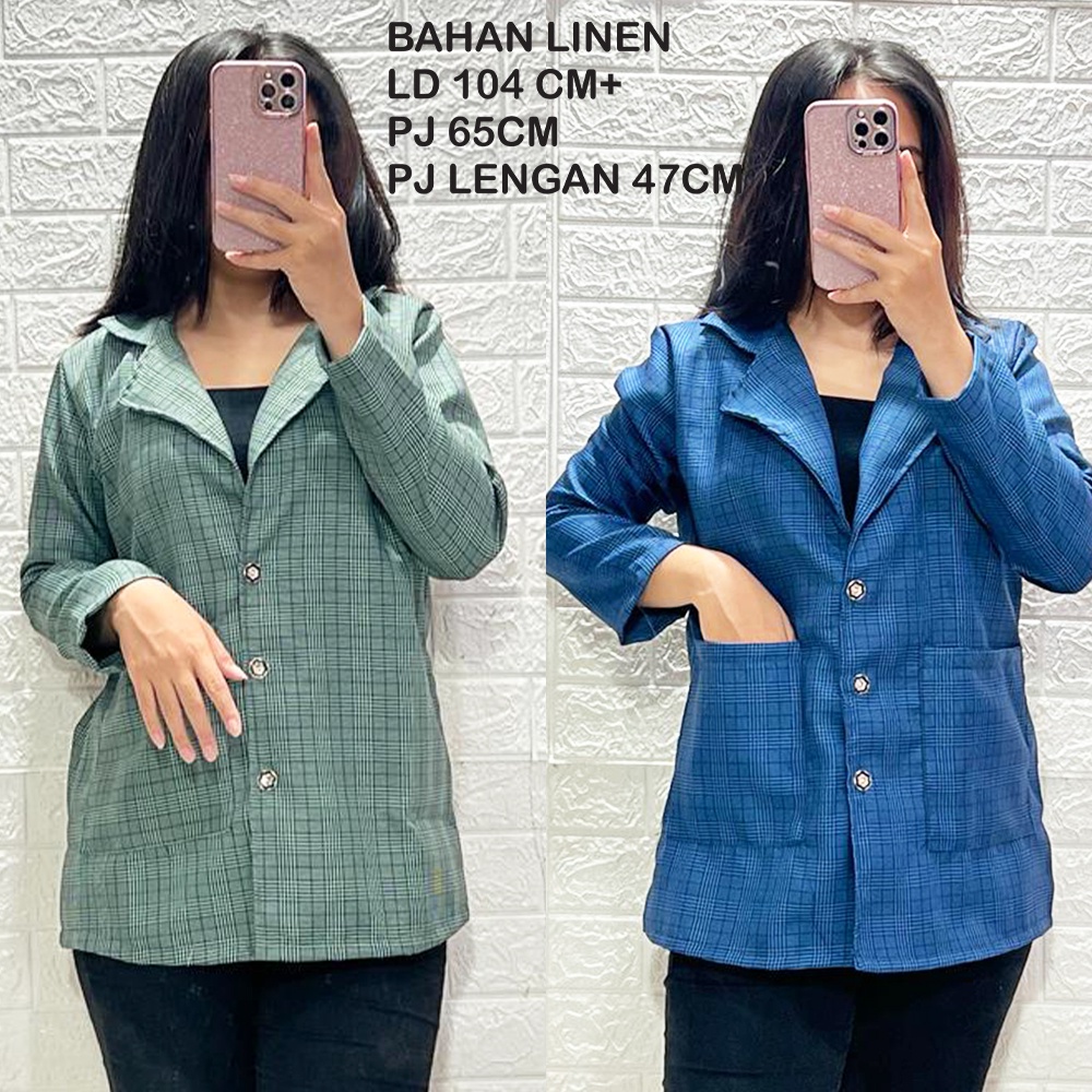 BLAZER WANITA ENZY BAHAN LINEN BERKUALITAS TINGGI 02