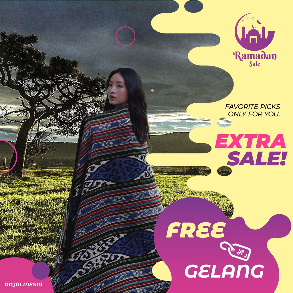 Kain Tenun Ikat Blanket Etnik Lombok Original Handmade TB066