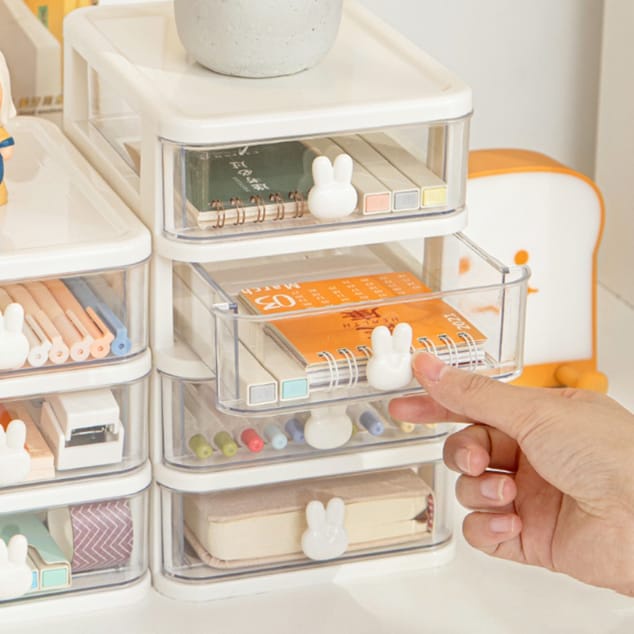 GP Laci Penyimpanan Kelinci /Desk Drawer Storage Box Stackable Kotak Dokumen Map Kotak Desktop Stationery Organizer