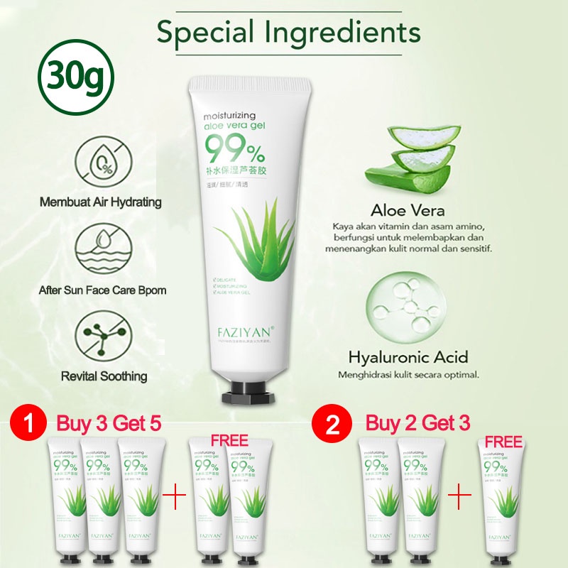 Aloe Soothing Gel 99% Aloe Vera Extract Melembabkan Kulit