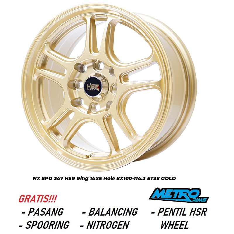 PELEK VELG MOBIL WULING AIR EV R14 MURAH TYPE NX SPO HSR RING 14 Baut 4 Gold Untuk Karimun Agya Caly