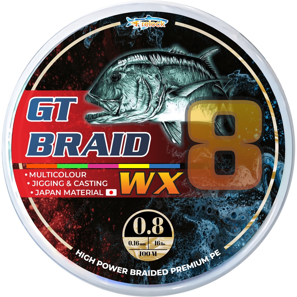 Senar PE Pancing GT Braid X8 Benang PE  Multicolour 100 Meter PE 1 1.5 2 2.5 3 4 5 6 8 10  PE Ultral