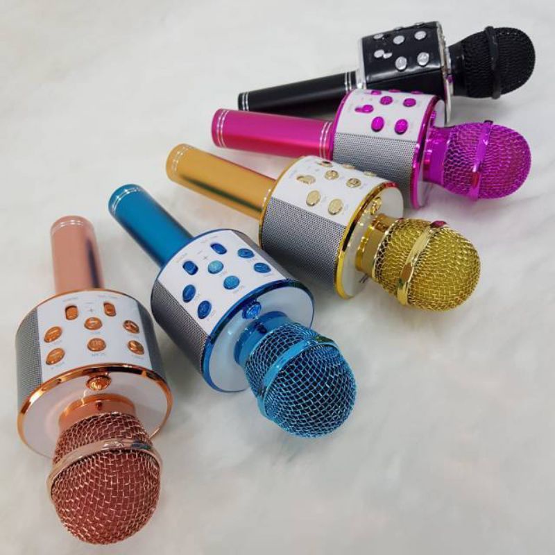 Micropone Mic Microfon Karaoke Bluetooth Wireless WS858 WS 858 Speaker