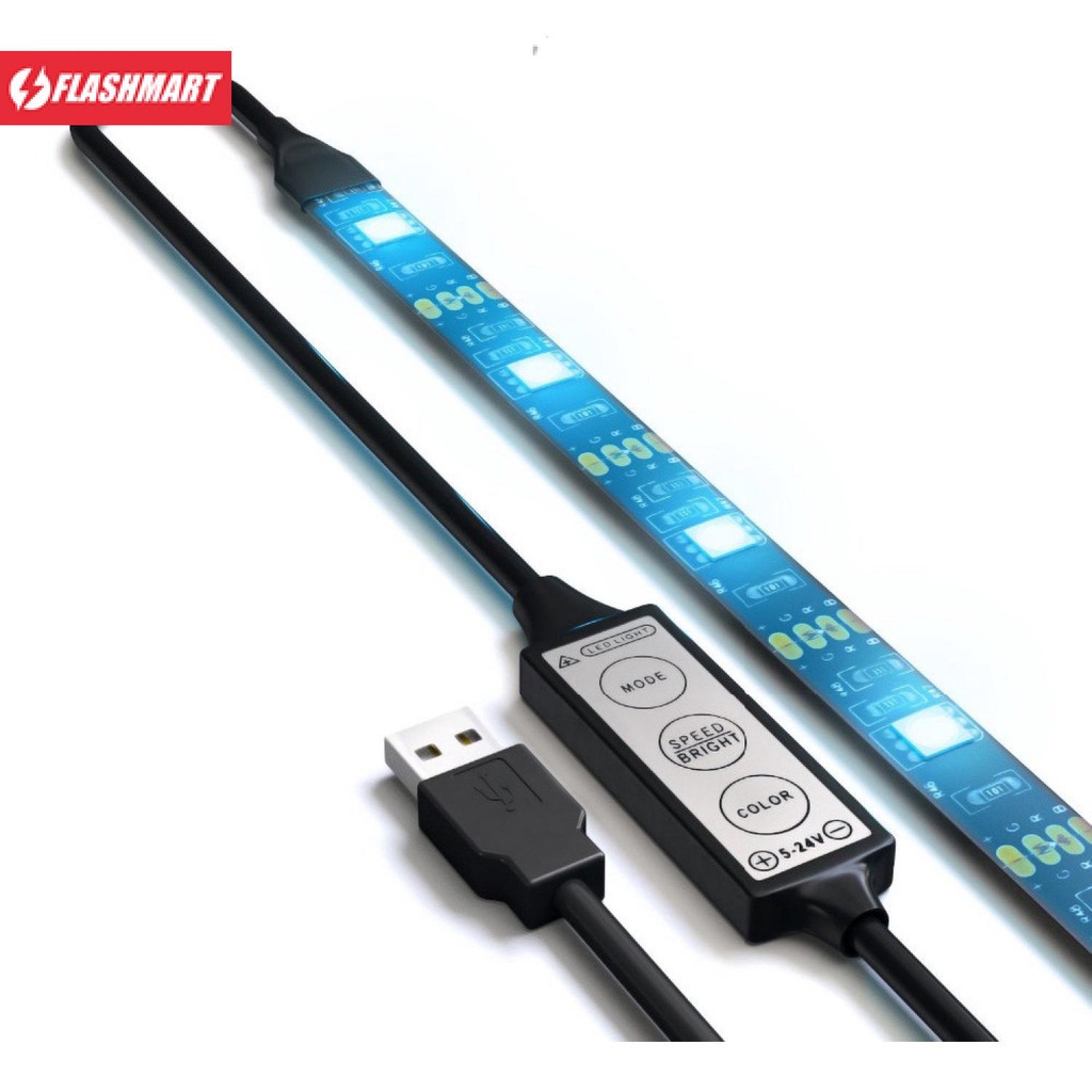 Flashmart Lampu LED Strip RGB Flexible  5050 100 cm with Controller USB 5V - L5