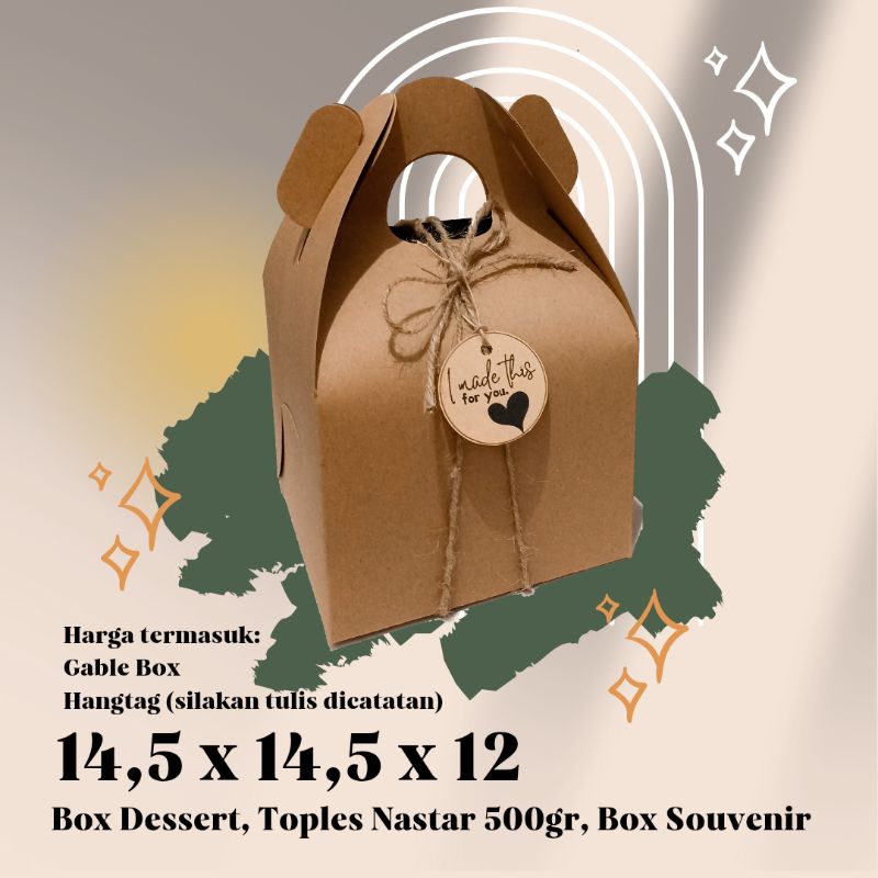 

Gable Box Kraft 14,5x14,5x12 Snack Box / hampers Box Idul Fitri / Box Toples Kue Kering 500gr