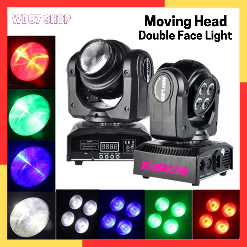 Lampu Panggung Sorot Double LED Strobo Disco Putar RGB DMX Sensor Suara Lighting Party Diskotik
