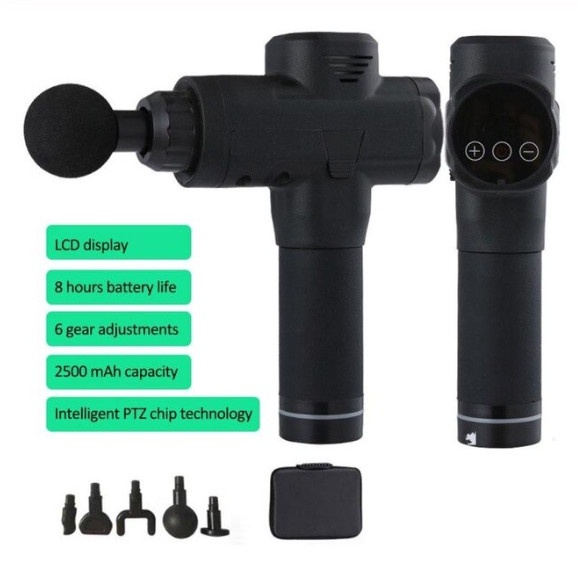 ALAT PIJAT ELEKTRIK MASSAGE GUN VIBRA PIJAT THERAPY OTOT 5 HEAD HIGHT CLASS 