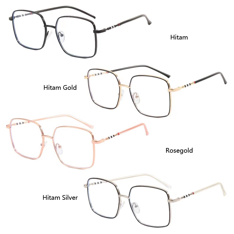 Frame&amp;Lensa Kacamata Kotak Elegan Kekinian Untuk Wanita Aksesoris Korean Fashion